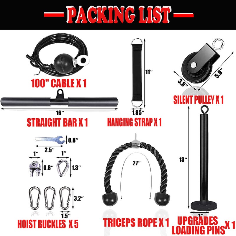 Monfasye Mtgluk Cable Pulley System Upgraded DIY LAT and Lift Weight Pulley Machine Attachment Home Gym Forearm Wrist Roller for Triceps Pull Downs Biceps Curl Forearm Shoulder (Straight + Tricep) - Image 2